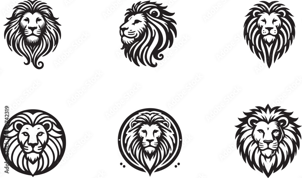 Set of lion head Set of lion head