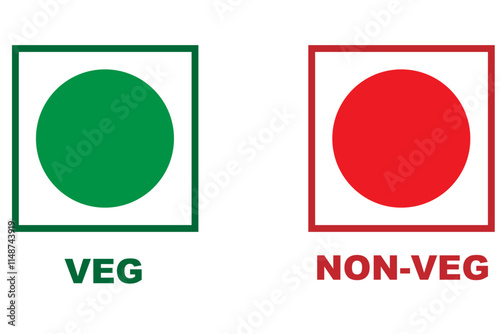 Veg Non-veg icons, Colourful veg and non-veg symbol.