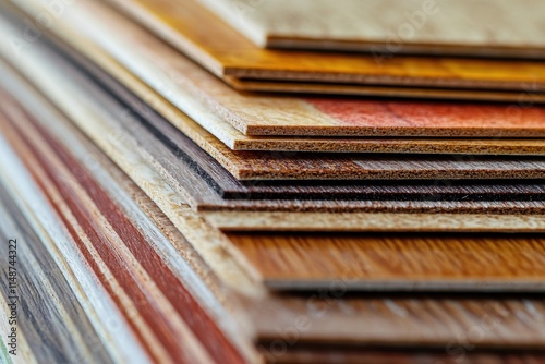 Close up of laminate and laminated MDF samples photo