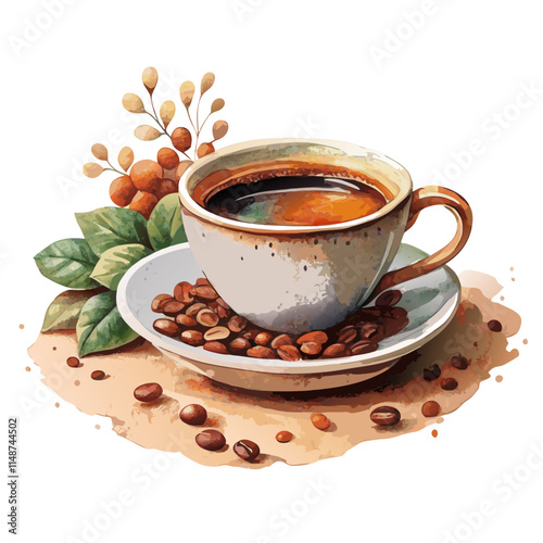 Hand drawn illustration watercolor coffee cup vector illustration (2)