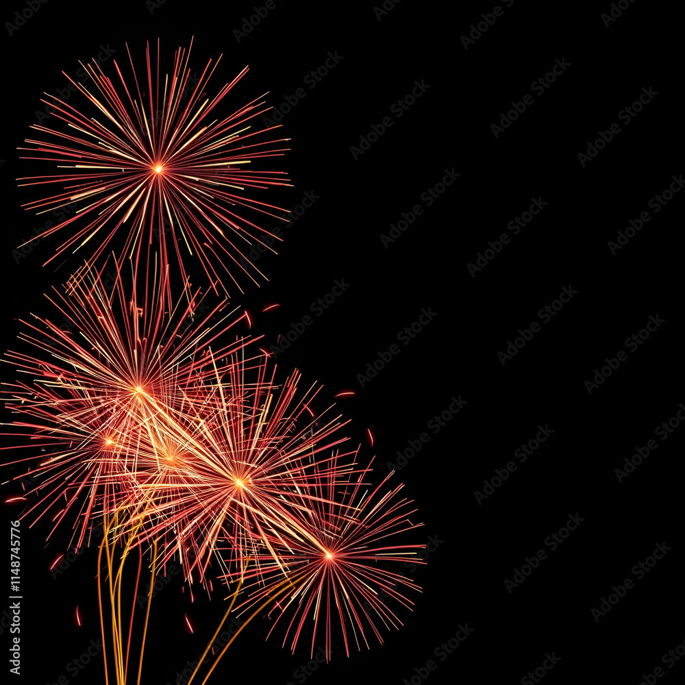 Pyrotechnics and fireworks background with animation on black Pyrotechnics and fireworks background with animation on black