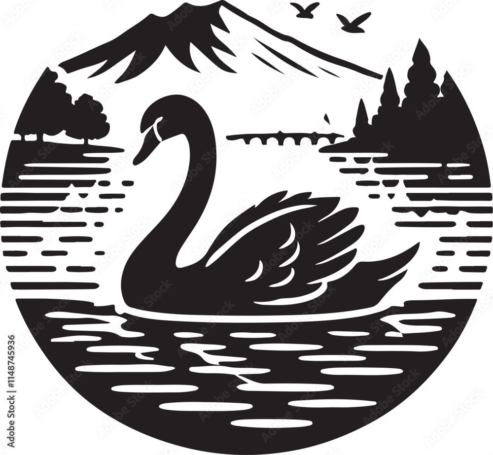 Obraz premium black and white swan