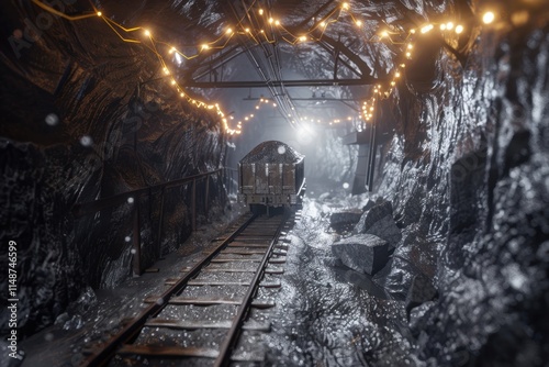 Highdefinition photo of iron ore trolley in mineshaft photo