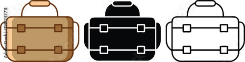 Travel Bags Brown, Black, and White Suitcase Icons