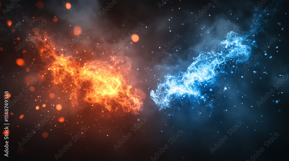 red and blue flames swirling together in a blurred abstract motion symbolizing chaos energy transformation conflict and duality representing both harmony and discord in dynamic tension red and blue flames swirling together in a blurred abstract motion symbolizing chaos energy transformation conflict and duality representing both harmony and discord in dynamic tension