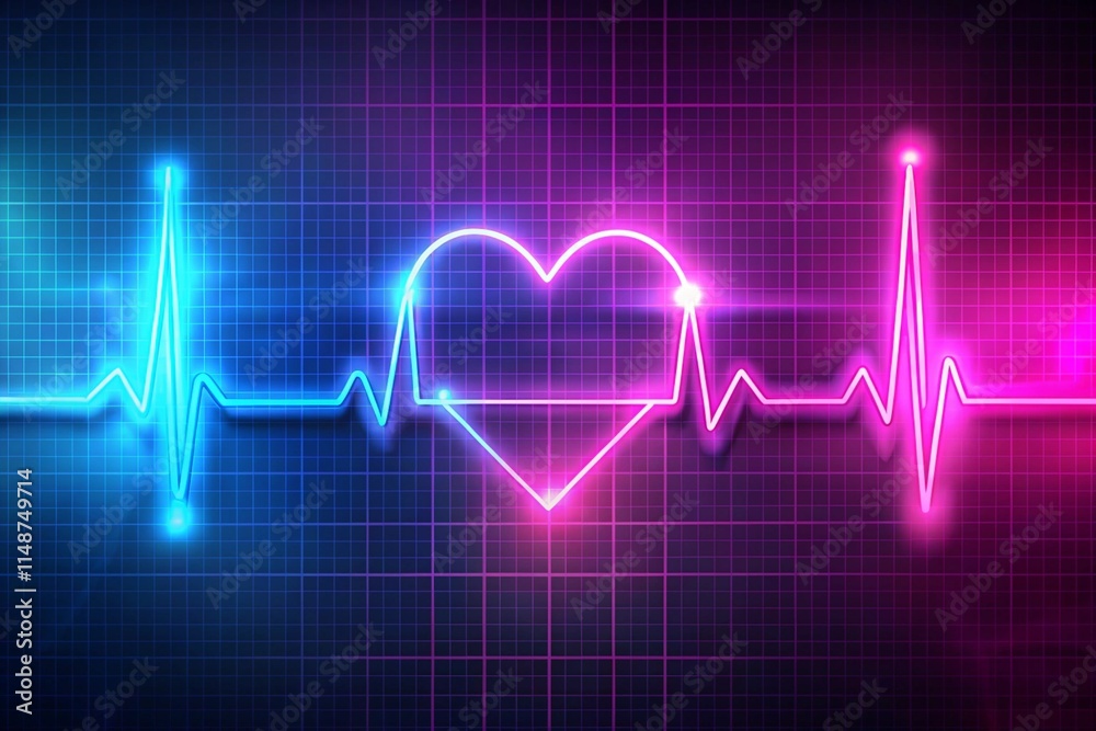 Dynamic Neon Heartbeat Design Featuring Pink and Blue Electrocardiogram Wave for Stylish Wallpaper Background Dynamic Neon Heartbeat Design Featuring Pink and Blue Electrocardiogram Wave for Stylish Wallpaper Background