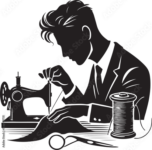 Person with sewing machine