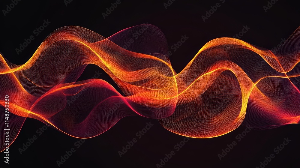 Obraz premium Abstract waves of vibrant orange and red flowing against a dark background.