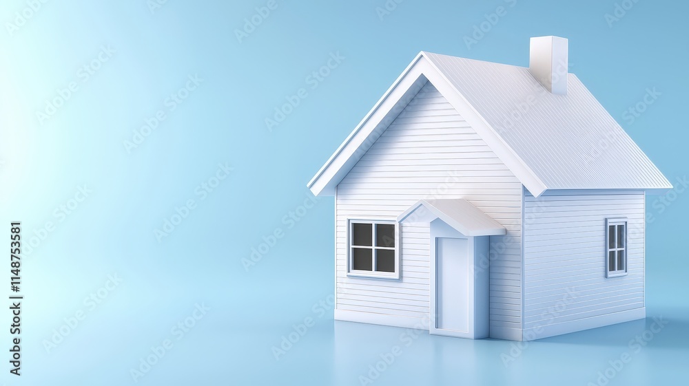 property loan and credit concept. A modern white house model against a light blue background. property loan and credit concept. A modern white house model against a light blue background.