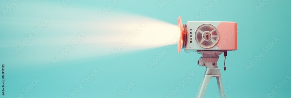 Naklejka premium Vintage Projector Casting Light Against a Minimalist Background