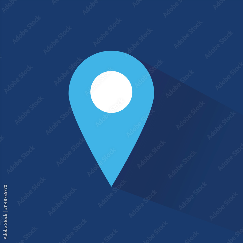 pin point icon blue map location pointer symbol isolated on dark background pin point icon blue map location pointer symbol isolated on dark background