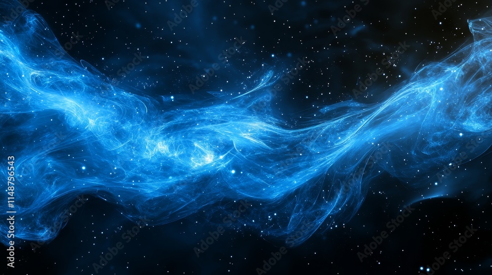 A mesmerizing cosmic scene depicting swirling blue nebulae in a starry space background. A mesmerizing cosmic scene depicting swirling blue nebulae in a starry space background.