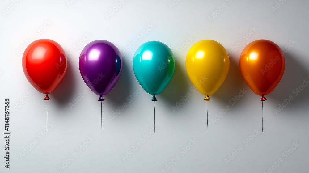Five Vibrant Balloons in a Row Five Vibrant Balloons in a Row