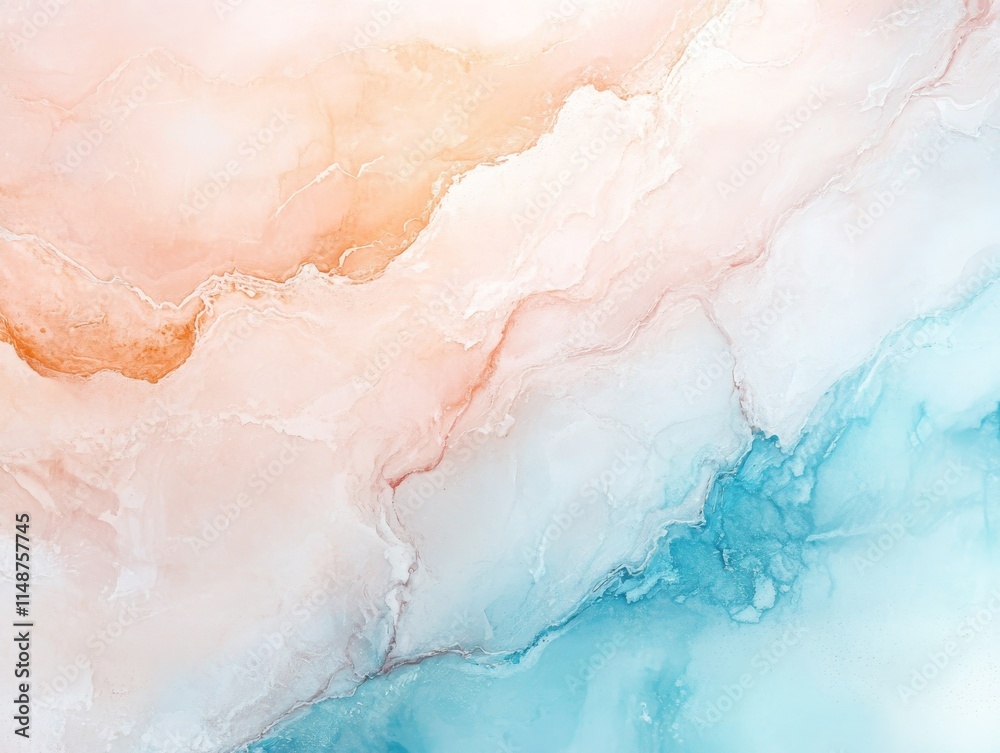 Fototapeta premium Abstract Ocean Sunset Painting: Fluid Acrylic Pour.