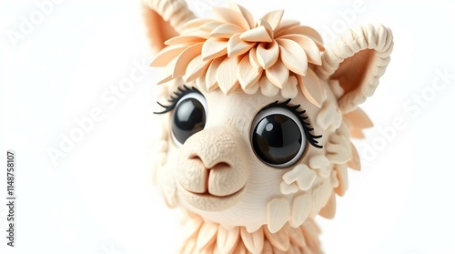 adorable fluffy alpaca close-up portrait for use in tourism campaigns related to alpaca farms