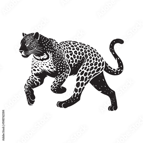 Stylish Running Leopard silhouette for versatile media applications - Running Leopard illustration - minimallest Running Leopard vector
