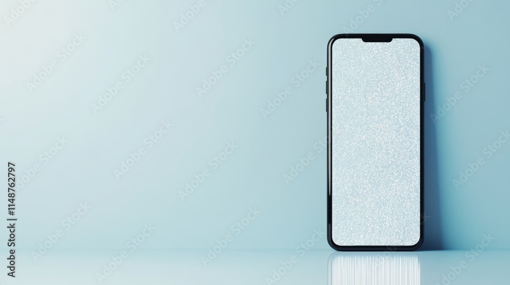 Modern Smartphone on Reflective Surface with Minimalist Digital Aesthetic Modern Smartphone on Reflective Surface with Minimalist Digital Aesthetic