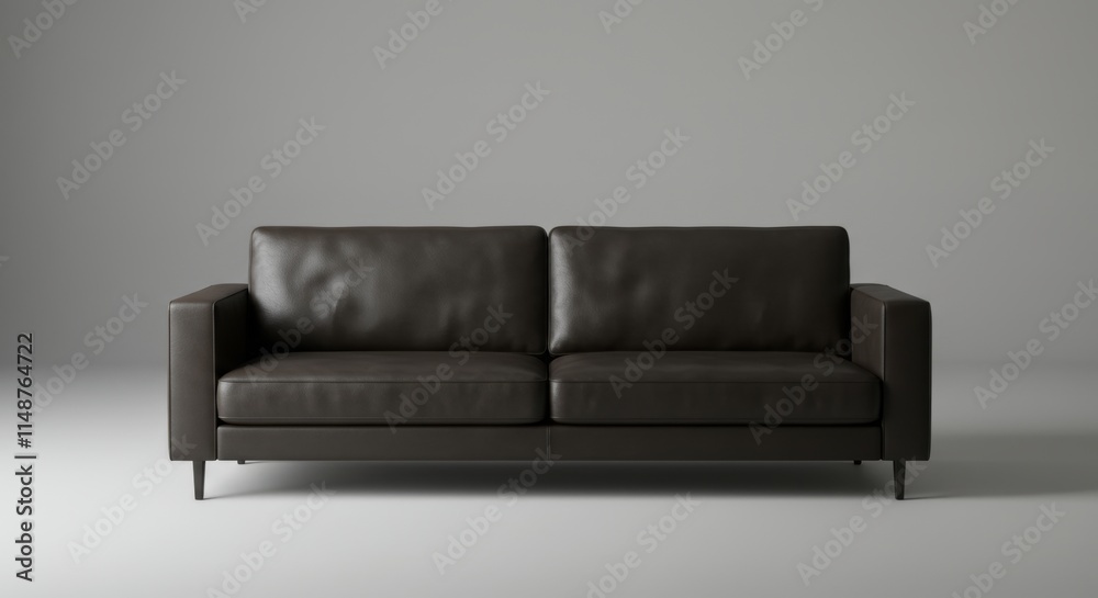 Fototapeta premium Modern Dark Brown Leather Sofa - Studio Shot