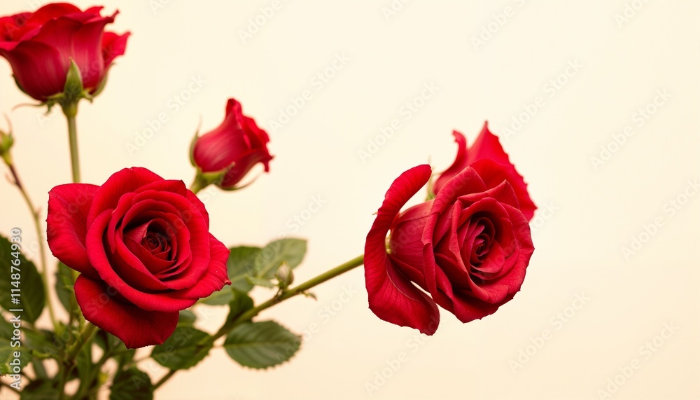 Red Roses on Minimalistic Background for Love Expressions, floral background, copy space, Women's Day, Mother's Day, Wedding, Valentine's Day, birthday Red Roses on Minimalistic Background for Love Expressions, floral background, copy space, Women's Day, Mother's Day, Wedding, Valentine's Day, birthday