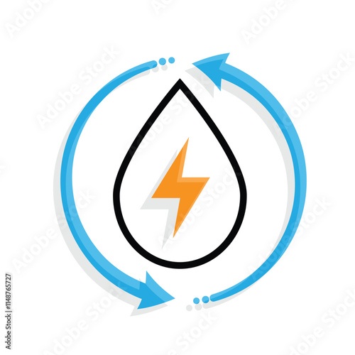 energy icon. water energy and twisting arrows. hydroelectric power plant. Collection of renewable energy, ecology and green electricity icons. mixed design style