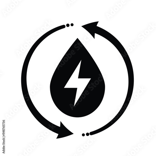 energy icon. water energy and twisting arrows. hydroelectric power plant. Collection of renewable energy, ecology and green electricity icons. Solid design style