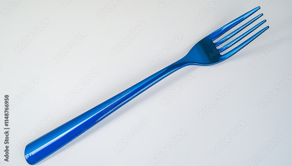 Shiny blue fork with a modern design, isolated on a white background with clipping path, captured in high detail. Shiny blue fork with a modern design, isolated on a white background with clipping path, captured in high detail.