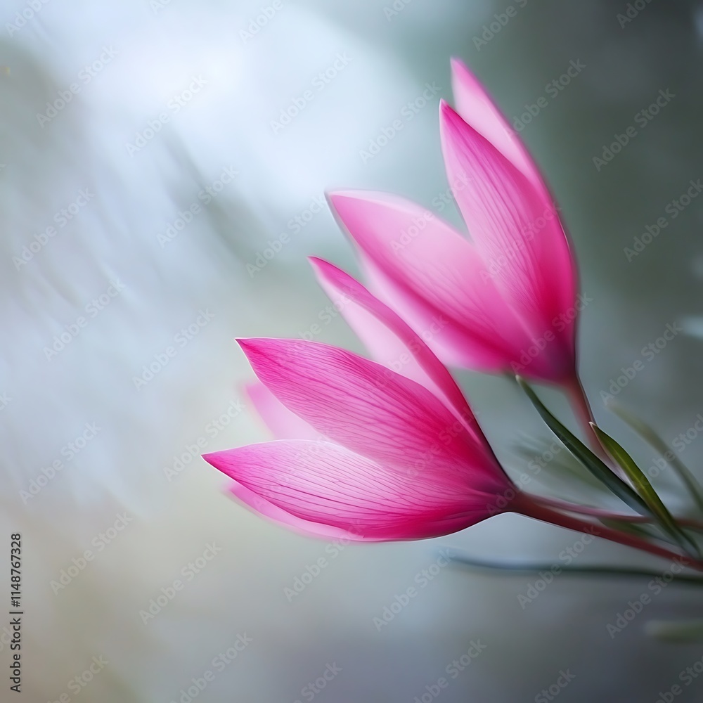 Fototapeta premium A close up of a pink flower with a blurry background