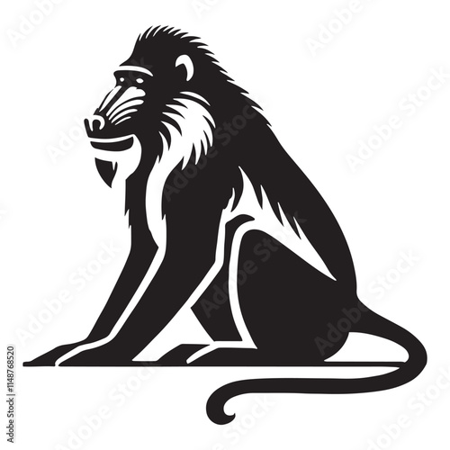 Bold Mandrill silhouette for artistic and print purposes - Mandrill illustration - minimallest Mandrill vector
 photo