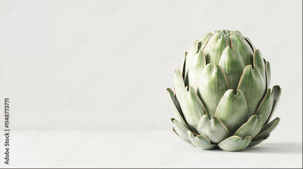 Fototapeta premium artichoke on a green background isolated on white background with the space fpr the text