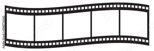 Curved Film Strip Set isolated on white background. Movie and Photography Film Reels in 3d style. Photographic film in retro style. Curved film strips collection.