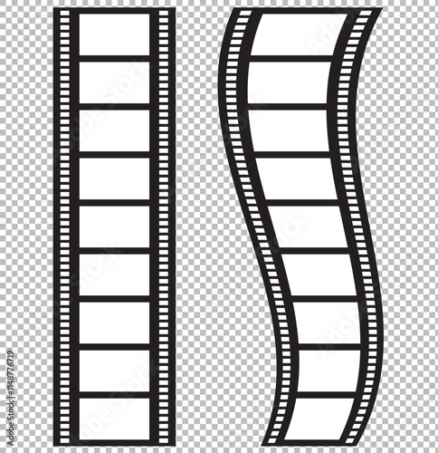 Filmstrip with frames. Realistic film strip icon used for cinema reel, videography elements.