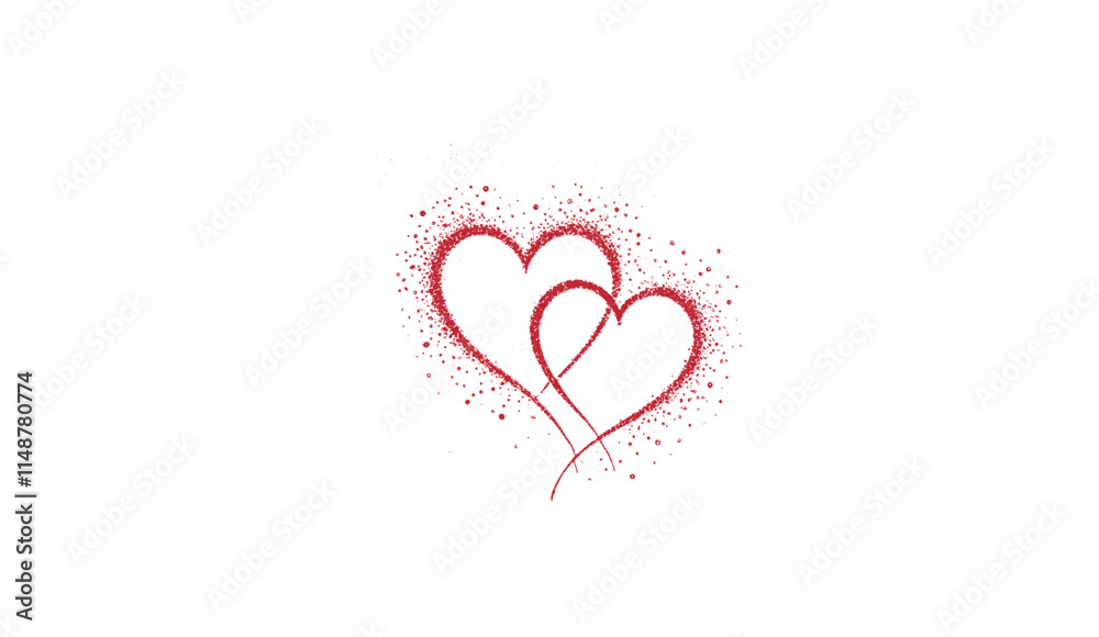 pair of intertwined red hearts with a textured spray-paint effect, symbolizing love and connection. Perfect for Valentine's, weddings, or romantic designs pair of intertwined red hearts with a textured spray-paint effect, symbolizing love and connection. Perfect for Valentine's, weddings, or romantic designs