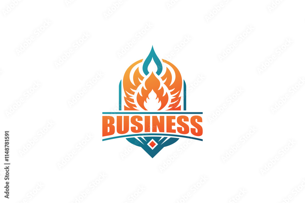 Logo design of a fire and ice emblem.
