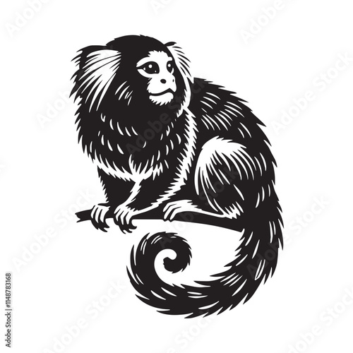 Captivating marmoset silhouette for creative digital uses - Marmoset black vector
