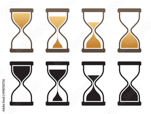 hourglass icons. sand clock sign, Isolated on white background