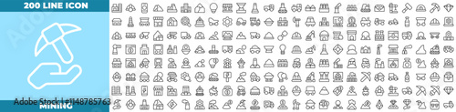 Mining Line Editable Icons set