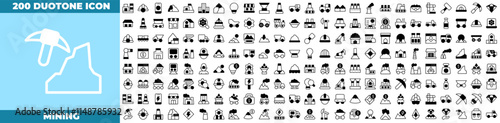 Mining Duotone Editable Icons set