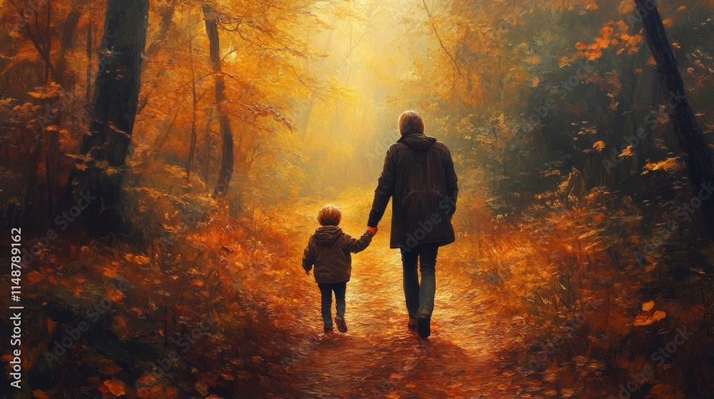 Father and Child Walking Through an Autumn Forest – Warm and Serene Family Moment
Father and Child Walking Through an Autumn Forest – Warm and Serene Family Moment