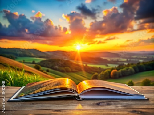 Bokeh Landscape Booklet Mockup: Soft Focus Nature Photography for Brochure Design