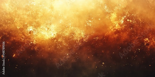 Grainy gradient background gray brown golden yellow glowing light dark noise texture banner poster backdrop design, Generative AI