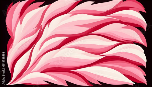 Pink feather abstract art, wavy design, dark background, website banner, graphic design. Generative AI