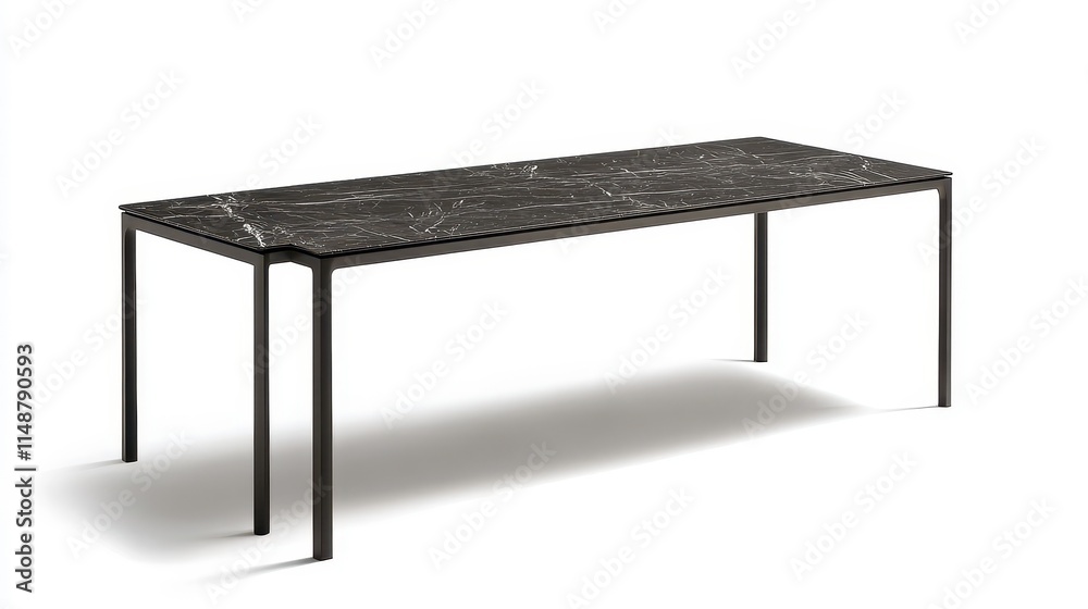 Modern Black Marble Table with Metal Legs Modern Black Marble Table with Metal Legs