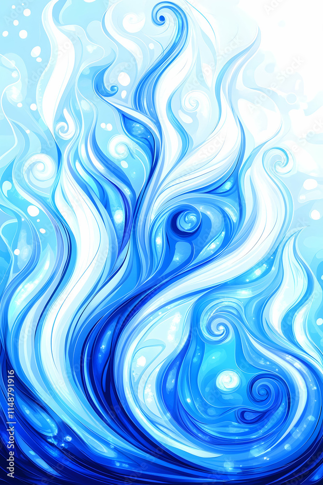 Abstract Blue Flame Design, Swirling Water Texture, Background for Website, Print. Generative AI Abstract Blue Flame Design, Swirling Water Texture, Background for Website, Print. Generative AI