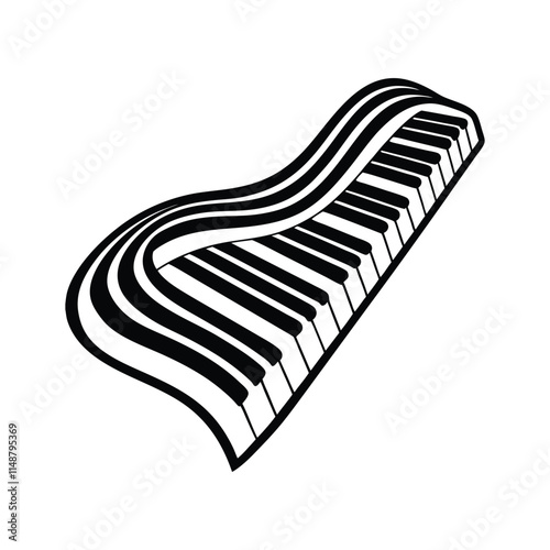 Stylized Wavy Piano Keyboard Vector - Musical Art in Black and White