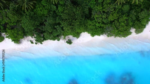 Maldives, beautiful nature with white beaches on Fulhadhoo island, aerial view photo