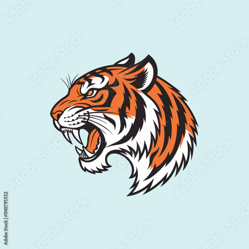 Wallpaper Mural A tiger head vector is a digital, scalable illustration of a tiger's face, featuring bold lines and vibrant colors, often used in logos and artwork. Torontodigital.ca