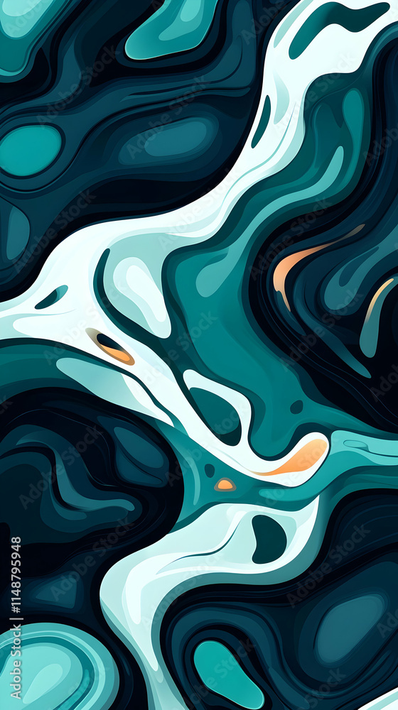 Abstract teal and white liquid marble texture background design for website, social media, or print. Generative AI Abstract teal and white liquid marble texture background design for website, social media, or print. Generative AI