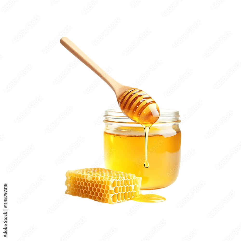 Pure honey in a jar isolated on a transparent background. Pure honey in a jar isolated on a transparent background.