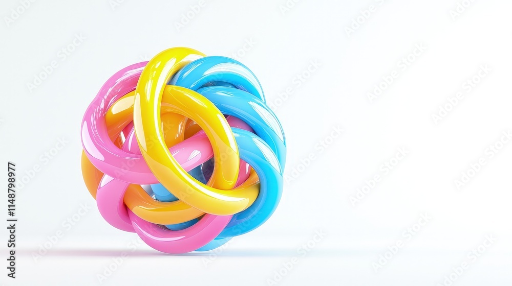 Fototapeta premium Abstract colorful intertwined sphere on white background.