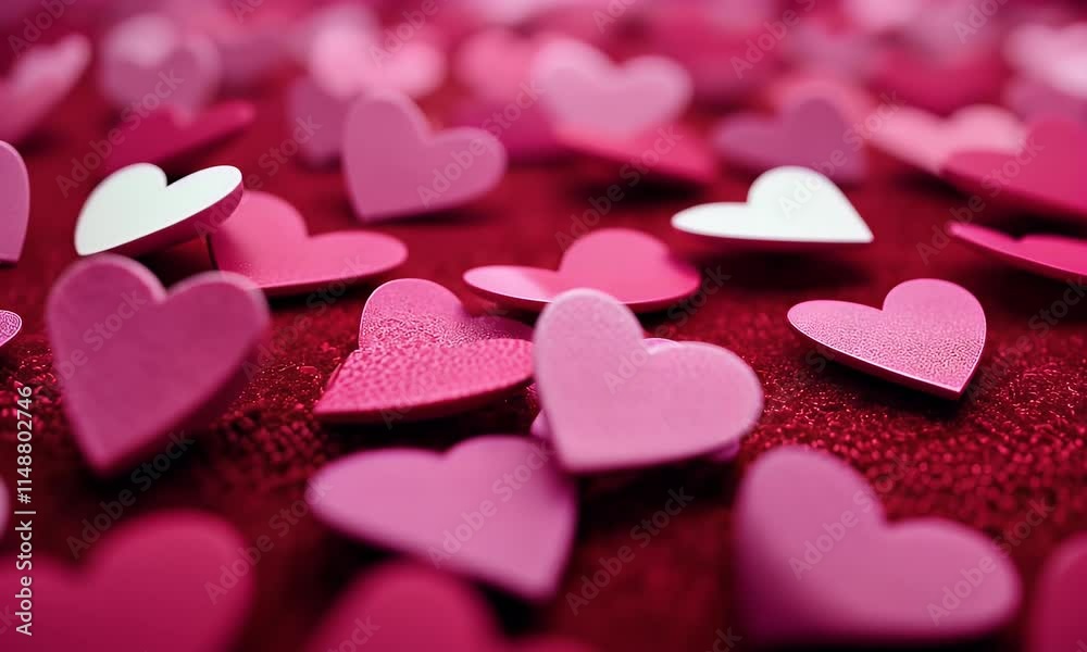 Abstract Pink Hearts on Red Background Abstract Pink Hearts on Red Background